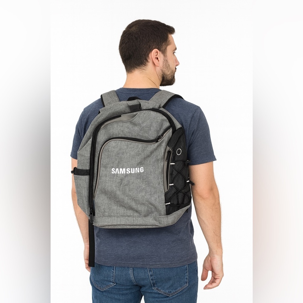 Samsung Gray Tech Backpack – Laptop Backpack with Multiple Pockets, NWOT